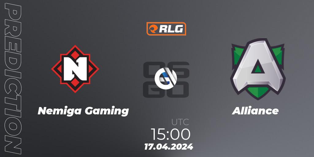 Pronósticos Nemiga Gaming - Alliance. 17.04.24. RES European Series #2 - CS2 (CS:GO)