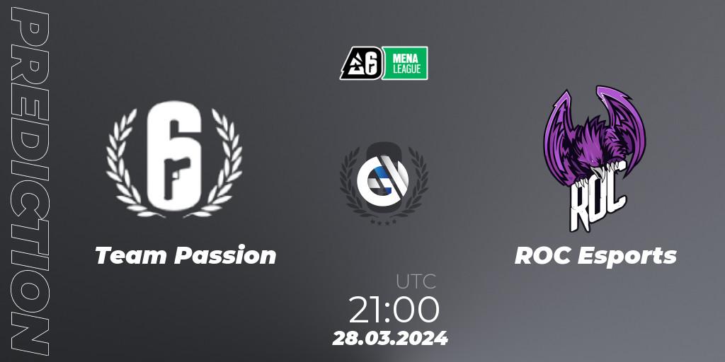 Pronósticos Team Passion - ROC Esports. 28.03.2024 at 21:00. MENA League 2024 - Stage 1 - Rainbow Six