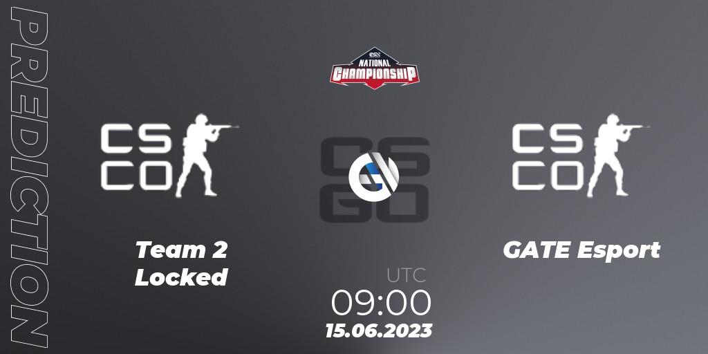 Pronósticos Team 2 Locked - GATE Esport. 15.06.2023 at 09:00. ESN National Championship 2023 - Counter-Strike (CS2)