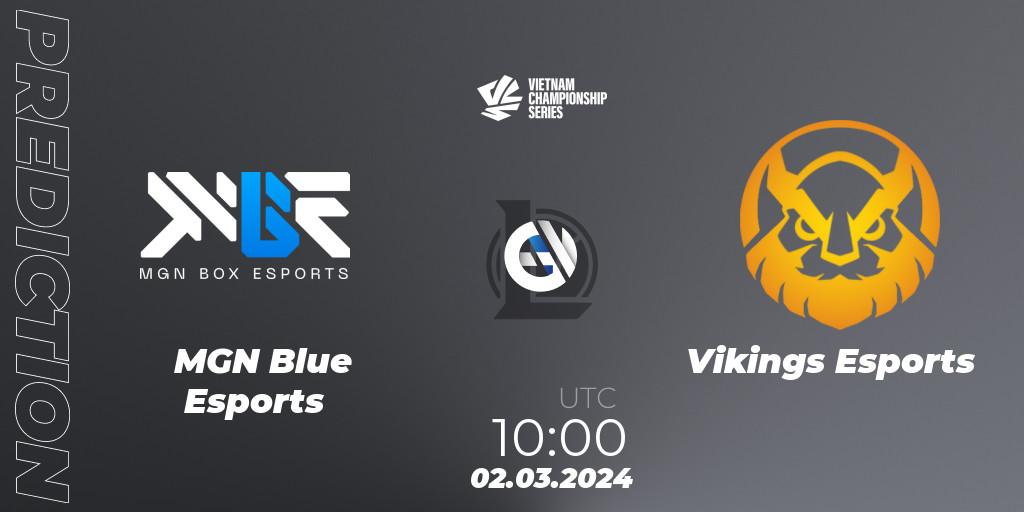Pronósticos MGN Blue Esports - Vikings Esports. 02.03.2024 at 10:00. VCS Dawn 2024 - Group Stage - LoL