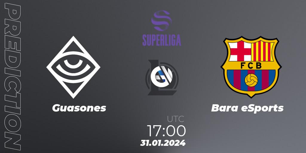 Pronósticos Guasones - Barça eSports. 31.01.2024 at 17:00. Superliga Spring 2024 - Group Stage - LoL
