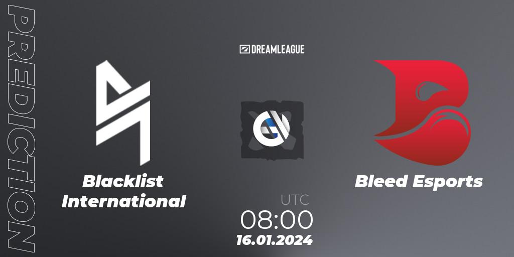 Pronósticos Blacklist International - Bleed Esports. 16.01.2024 at 08:00. DreamLeague Season 22: Southeast Asia Closed Qualifier - Dota 2