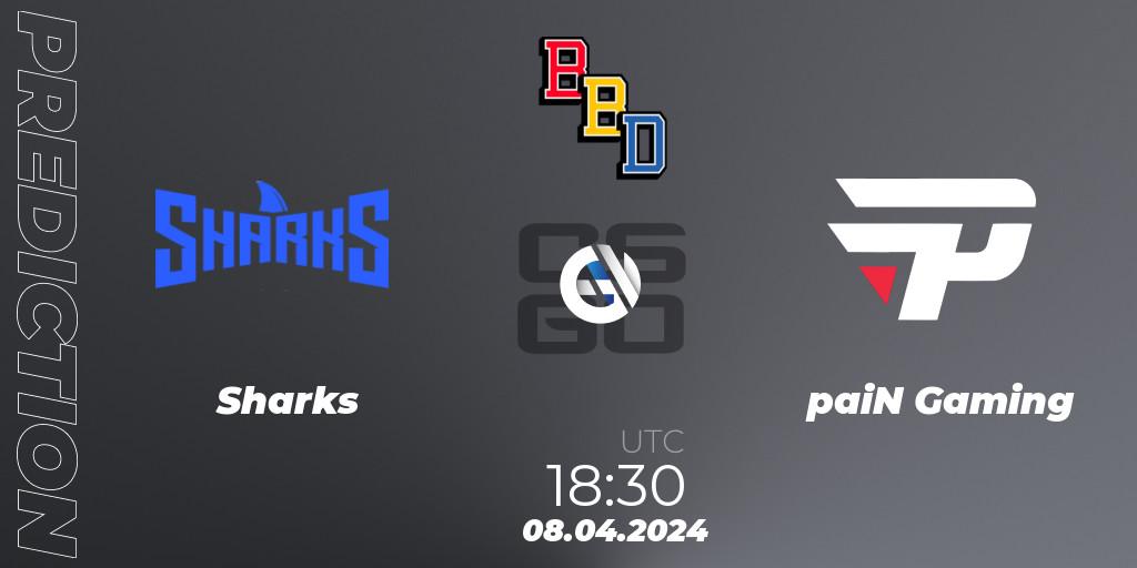 Pronósticos Sharks - paiN Gaming. 08.04.24. BetBoom Dacha Belgrade 2024: South American Qualifier - CS2 (CS:GO)