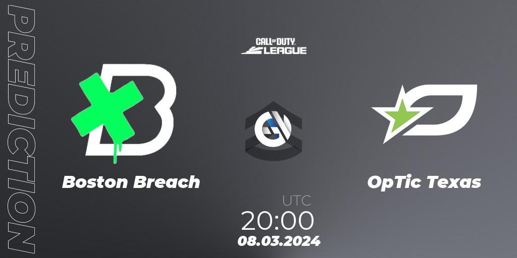 Pronósticos Boston Breach - OpTic Texas. 08.03.24. Call of Duty League 2024: Stage 2 Major Qualifiers - Call of Duty