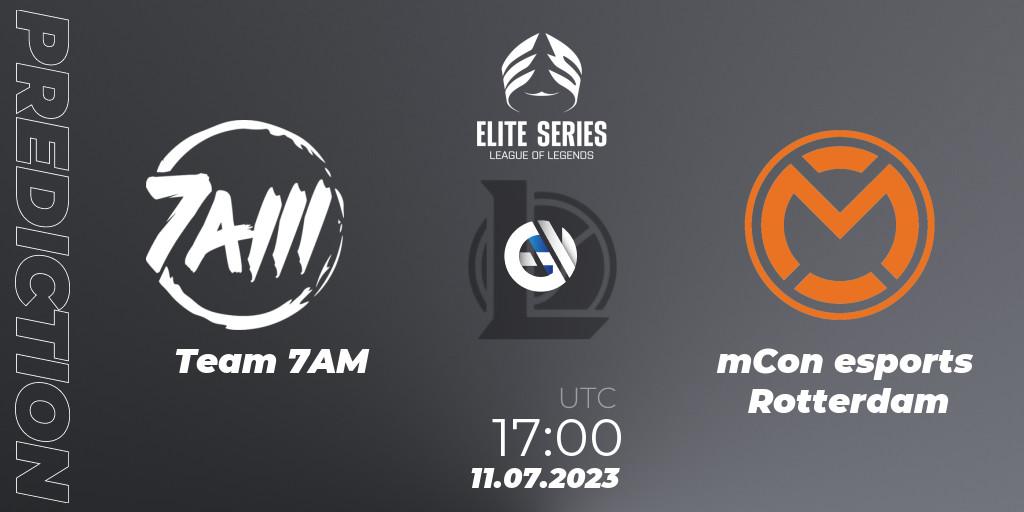 Pronósticos Team 7AM - mCon esports Rotterdam. 11.07.2023 at 17:00. Elite Series Summer 2023 - LoL