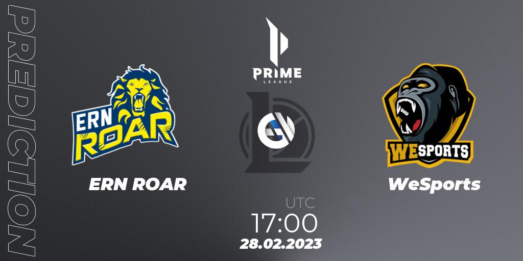 Pronósticos ERN ROAR - WeSports. 28.02.23. Prime League 2nd Division Spring 2023 - Group Stage - LoL