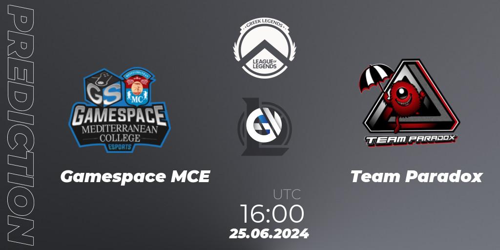 Pronósticos Gamespace MCE - Team Paradox. 25.06.2024 at 16:00. GLL Summer 2024 - LoL
