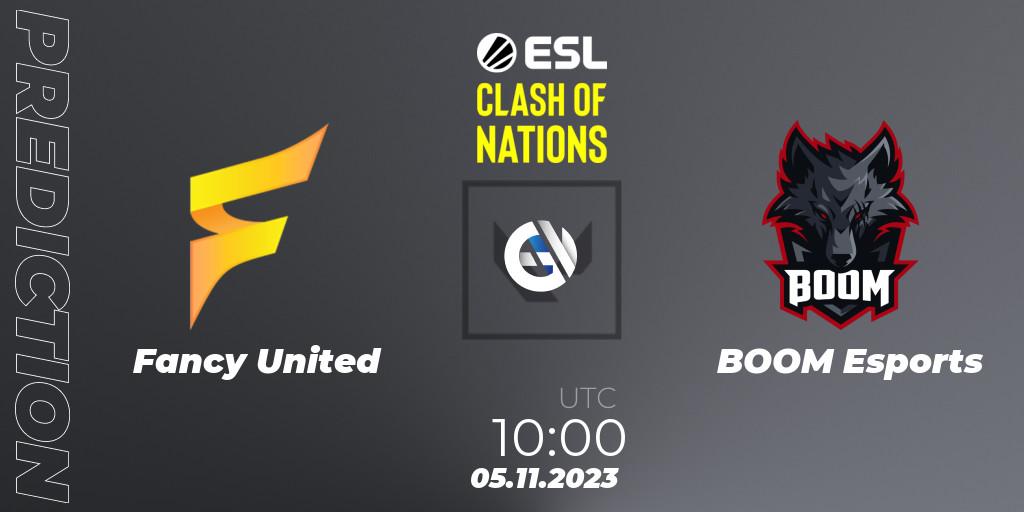 Pronósticos Fancy United - BOOM Esports. 05.11.2023 at 10:00. ESL Clash of Nations 2023 - SEA Closed Qualifier - VALORANT