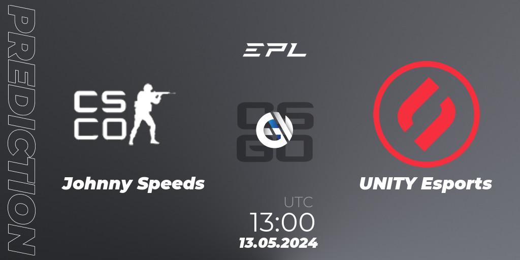 Pronósticos Johnny Speeds - UNITY Esports. 13.05.2024 at 13:00. European Pro League Season 17: Division 2 - Counter-Strike (CS2)