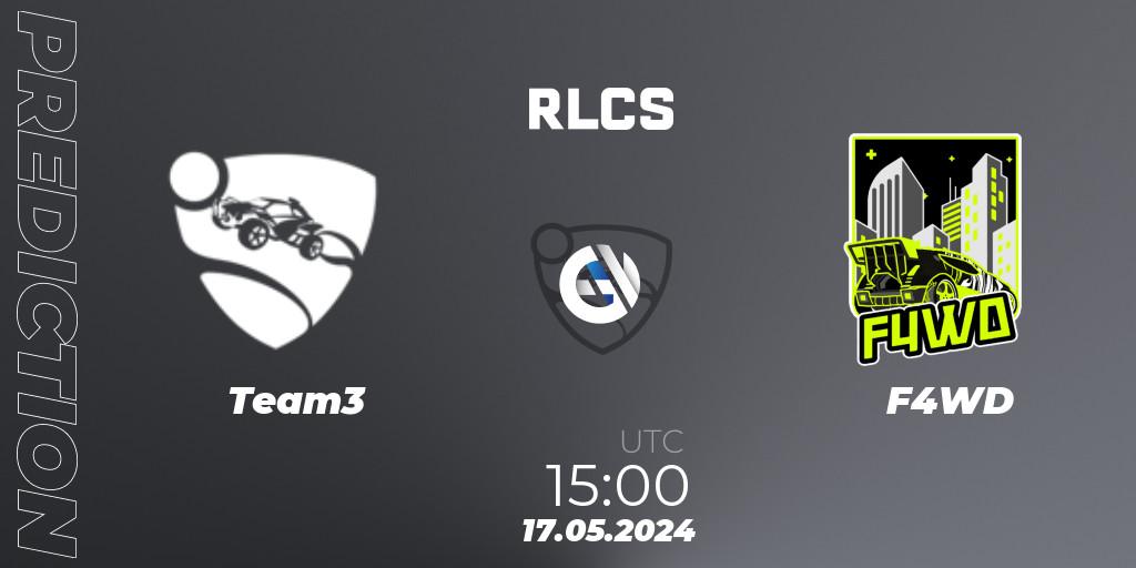 Pronósticos Team3 - F4WD. 17.05.2024 at 15:00. RLCS 2024 - Major 2: EU Open Qualifier 5 - Rocket League