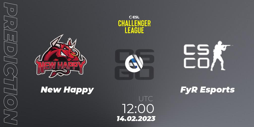 Pronósticos NewHappy - FyR Esports. 14.02.2023 at 12:00. ESL Challenger League Season 44: Asia-Pacific - Counter-Strike (CS2)