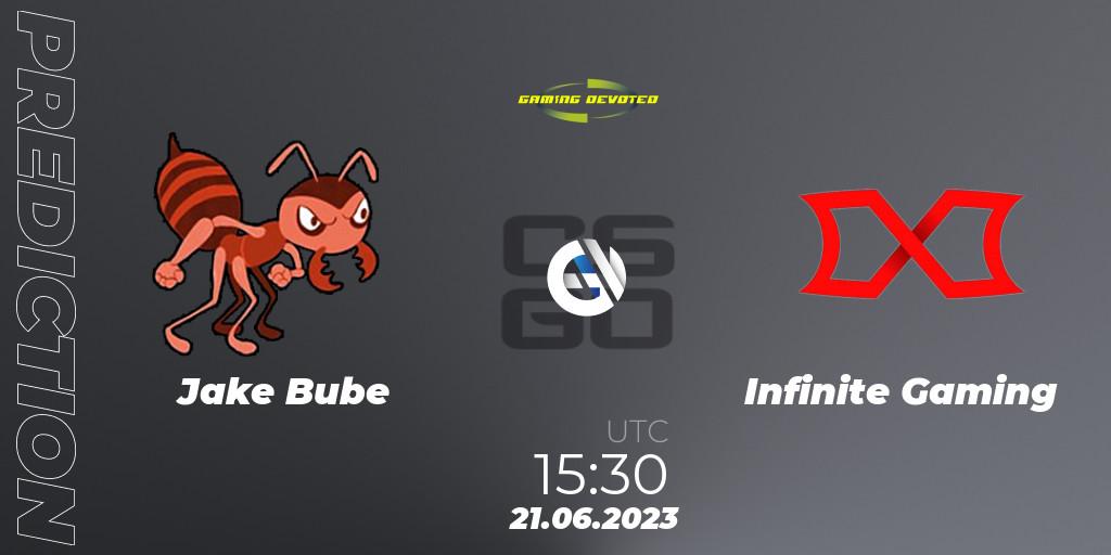 Pronósticos Jake Bube - Infinite Gaming. 21.06.23. Gaming Devoted Become The Best: Series #2 - CS2 (CS:GO)