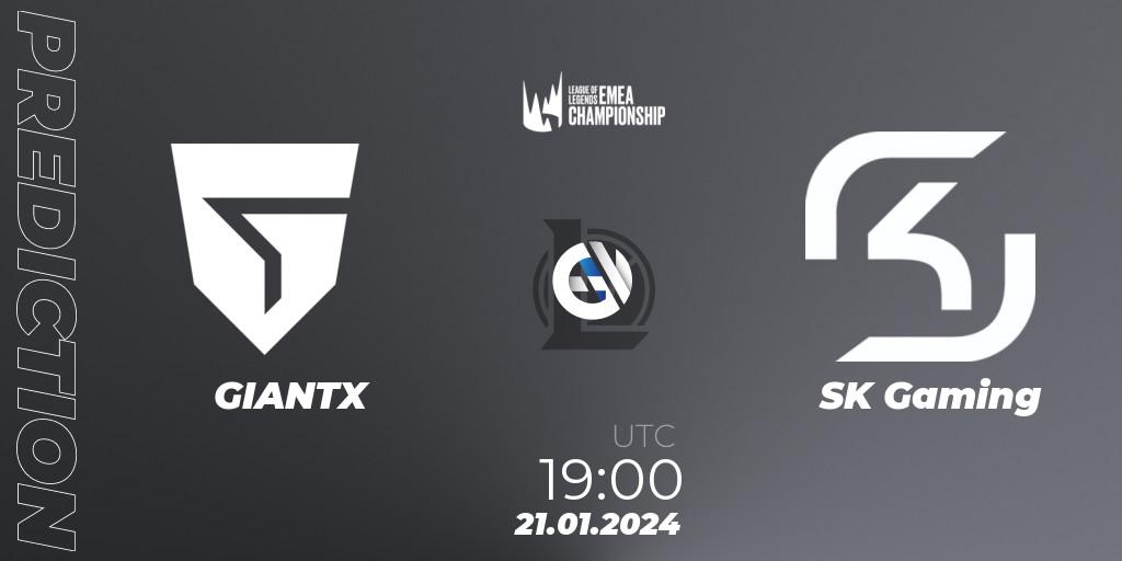Pronósticos GIANTX - SK Gaming. 21.01.2024 at 19:00. LEC Winter 2024 - Regular Season - LoL