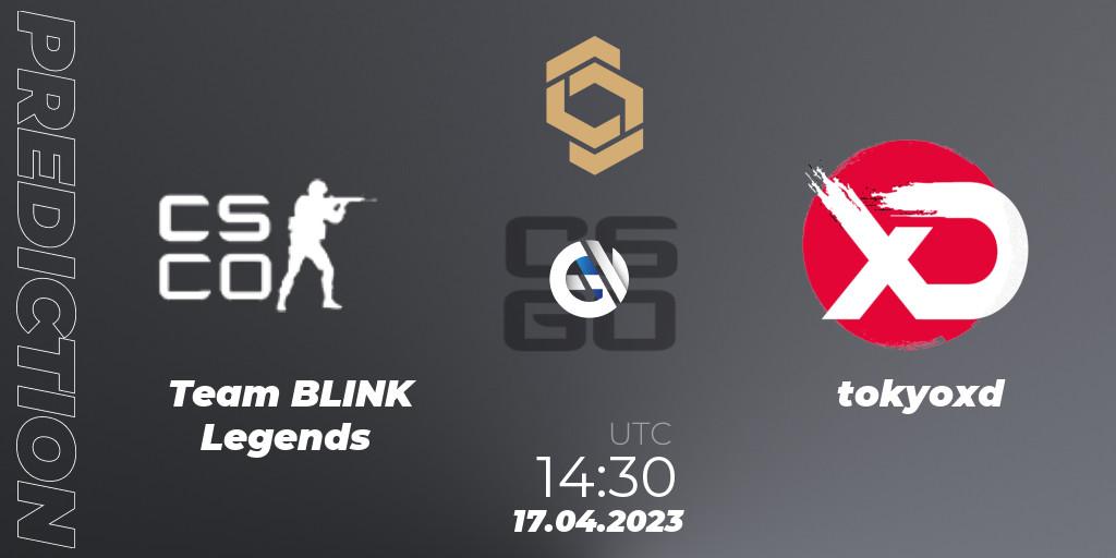 Pronósticos Team BLINK Legends - tokyoxd. 17.04.2023 at 14:30. CCT South Europe Series #4: Closed Qualifier - Counter-Strike (CS2)