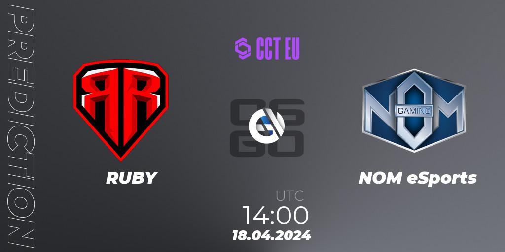 Pronósticos RUBY - NOM eSports. 18.04.24. CCT Season 2 Europe Series 1 Closed Qualifier - CS2 (CS:GO)
