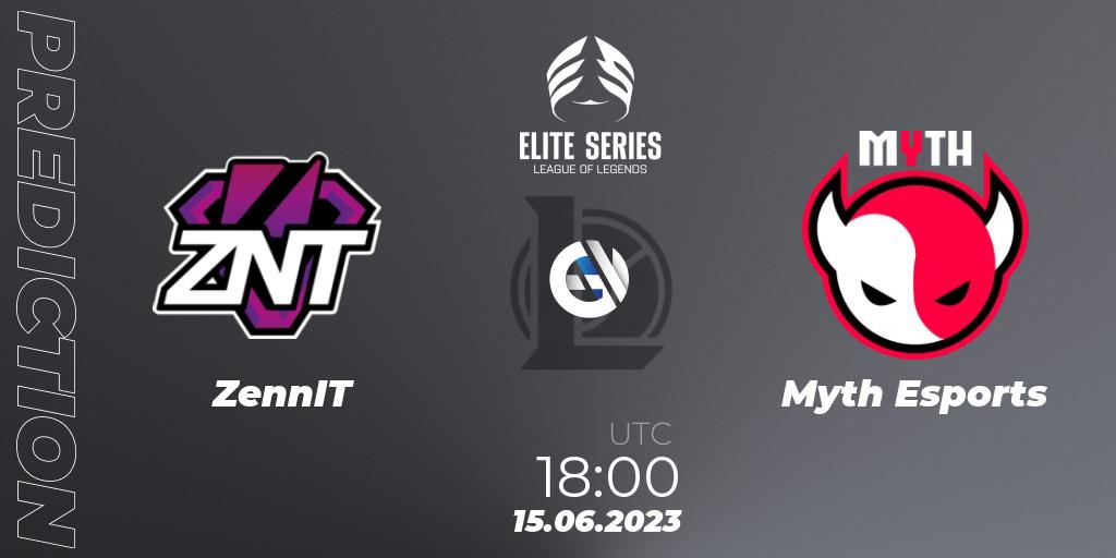 Pronósticos ZennIT - Myth Esports. 15.06.2023 at 18:00. Elite Series Summer 2023 - LoL