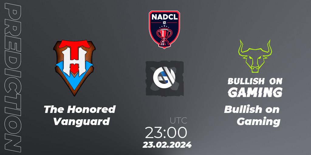 Pronósticos The Honored Vanguard - Bullish on Gaming. 23.02.2024 at 23:00. North American Dota Challengers League Season 6 Division 1 - Dota 2