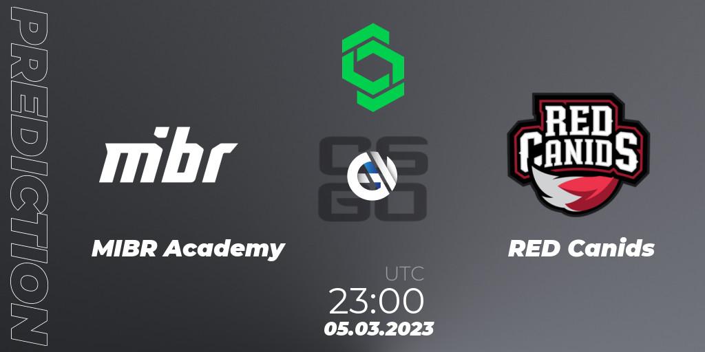 Pronósticos MIBR Academy - RED Canids. 05.03.2023 at 23:30. CCT South America Series #5 - Counter-Strike (CS2)