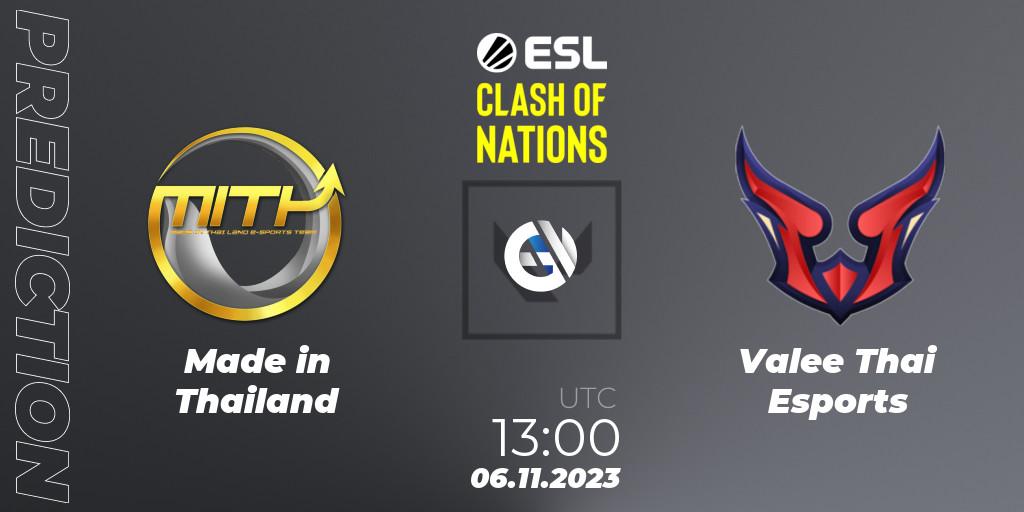 Pronósticos Made in Thailand - Valee Thai Esports. 06.11.2023 at 13:00. ESL Clash of Nations 2023 - Thailand Closed Qualifier - VALORANT