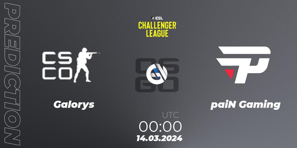 Pronósticos Galorys - paiN Gaming. 08.05.2024 at 19:00. ESL Challenger League Season 47: South America - Counter-Strike (CS2)
