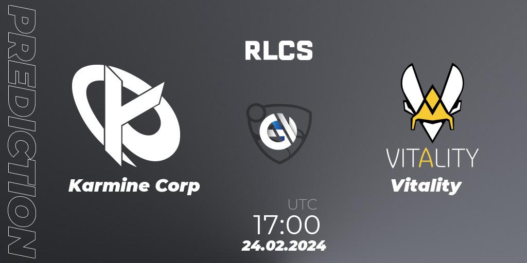 Pronósticos Karmine Corp - Vitality. 24.02.24. RLCS 2024 - Major 1: Europe Open Qualifier 2 - Rocket League