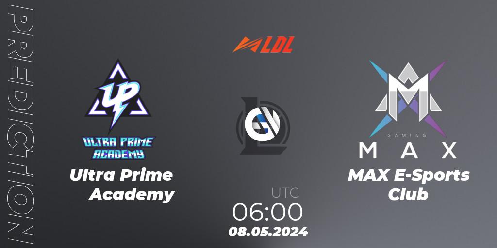 Pronósticos Ultra Prime Academy - MAX E-Sports Club. 08.05.2024 at 06:00. LDL 2024 - Stage 2 - LoL