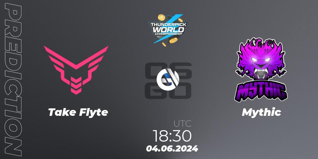 Pronósticos Take Flyte - Mythic. 04.06.2024 at 18:30. Thunderpick World Championship 2024: North American Series #2 - Counter-Strike (CS2)