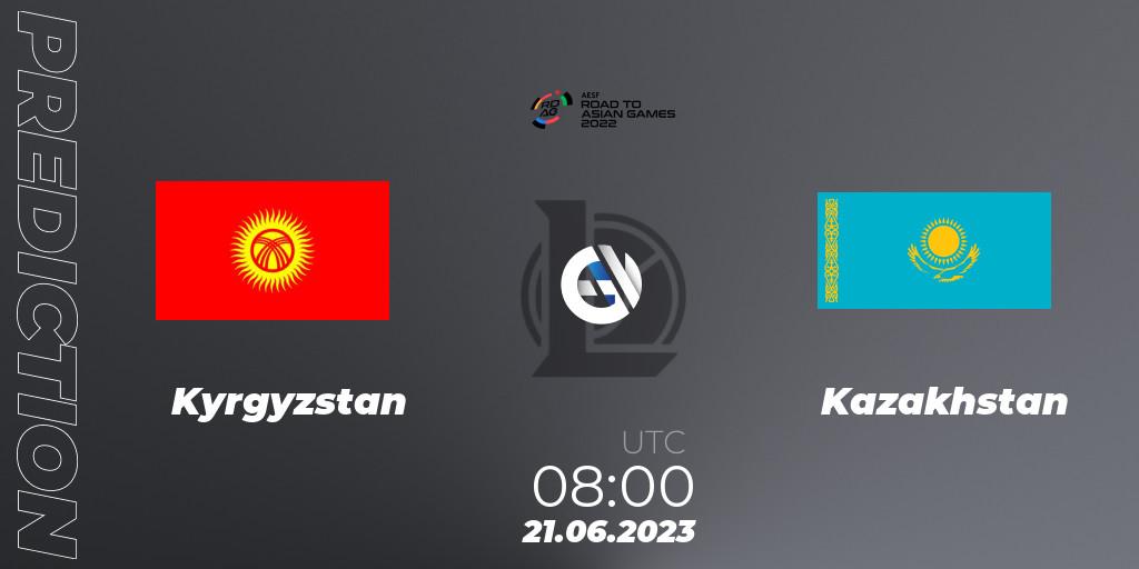 Pronósticos Kyrgyzstan - Kazakhstan. 21.06.2023 at 08:00. 2022 AESF Road to Asian Games - Central and South Asia - LoL