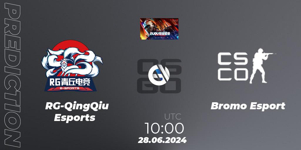 Pronósticos RG-QingQiu Esports - Bromo Esport. 28.06.2024 at 10:00. QU Pro League - Counter-Strike (CS2)