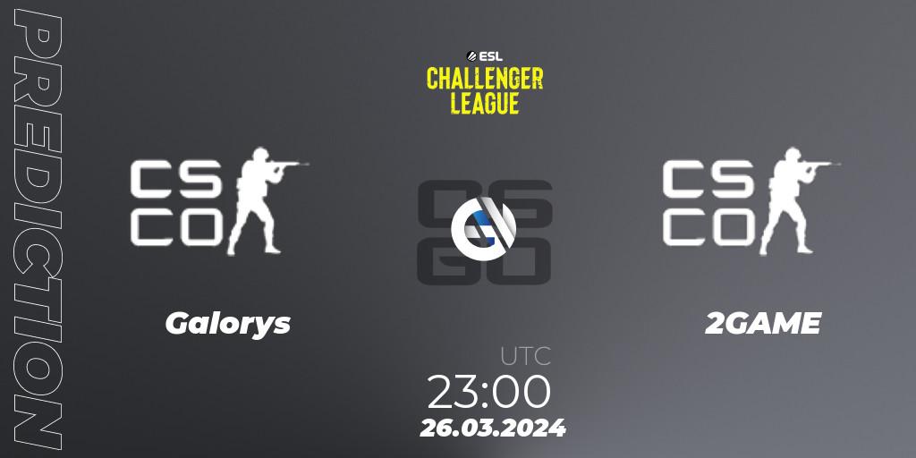 Pronósticos Galorys - 2GAME. 26.03.2024 at 23:00. ESL Challenger League Season 47: South America - Counter-Strike (CS2)