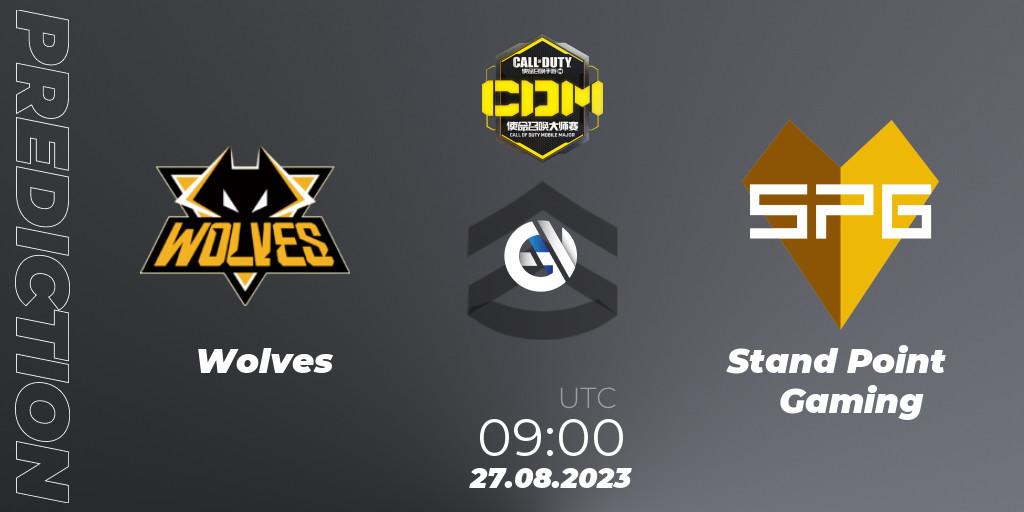 Pronósticos Wolves - Stand Point Gaming. 27.08.2023 at 09:00. China Masters 2023 S6 - Stage 2 - Call of Duty