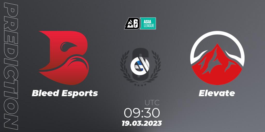 Pronósticos Bleed Esports - Elevate. 19.03.2023 at 09:30. SEA League 2023 - Stage 1 - Rainbow Six