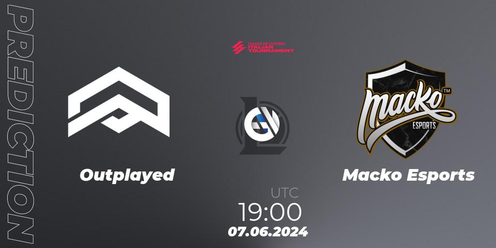 Pronósticos Outplayed - Macko Esports. 07.06.2024 at 19:00. LoL Italian Tournament Summer 2024 - LoL