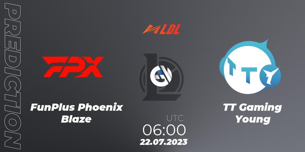 Pronósticos FunPlus Phoenix Blaze - TT Gaming Young. 22.07.2023 at 06:00. LDL 2023 - Playoffs - LoL