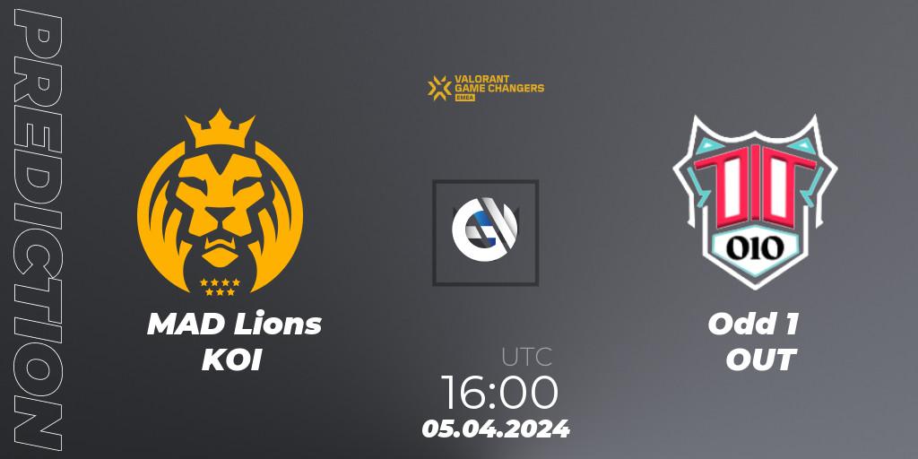 Pronósticos MAD Lions KOI - Odd 1 OUT. 05.04.2024 at 16:00. VCT 2024: Game Changers EMEA Contenders Series 1 - VALORANT