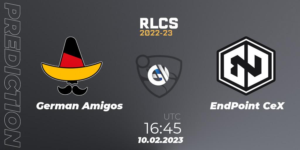 Pronósticos German Amigos - EndPoint CeX. 10.02.2023 at 16:45. RLCS 2022-23 - Winter: Europe Regional 2 - Winter Cup - Rocket League