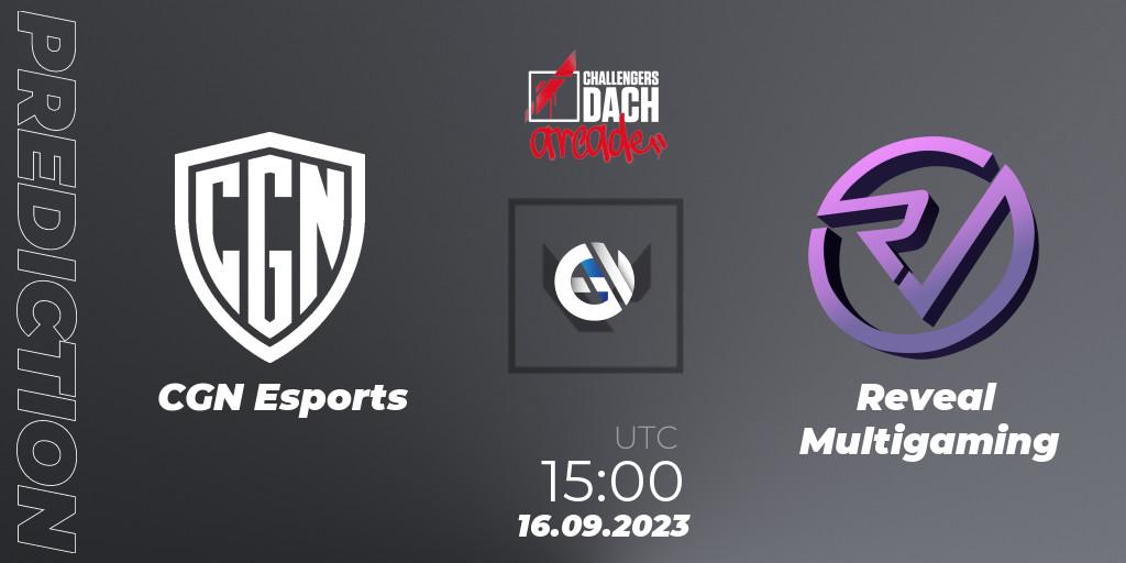 Pronósticos CGN Esports - Reveal Multigaming. 16.09.2023 at 15:00. VALORANT Challengers 2023 DACH: Arcade - VALORANT