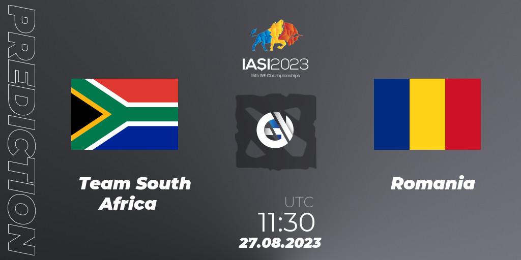 Pronósticos Team South Africa - Romania. 27.08.2023 at 14:30. IESF World Championship 2023 - Dota 2