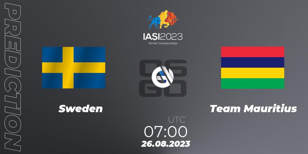 Pronósticos Sweden - Team Mauritius. 26.08.2023 at 11:30. IESF World Esports Championship 2023 - Counter-Strike (CS2)