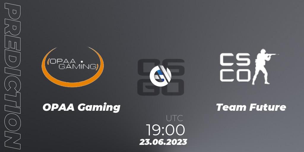 Pronósticos OPAA Gaming - Team Future. 23.06.2023 at 19:00. Preasy Summer Cup 2023 - Counter-Strike (CS2)
