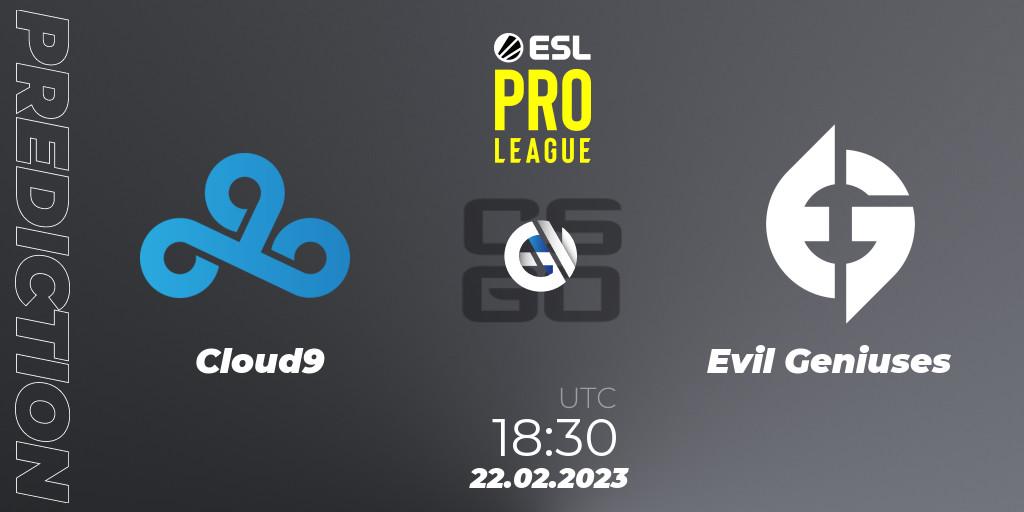 Pronósticos Cloud9 - Evil Geniuses. 22.02.23. ESL Pro League Season 17 - CS2 (CS:GO)