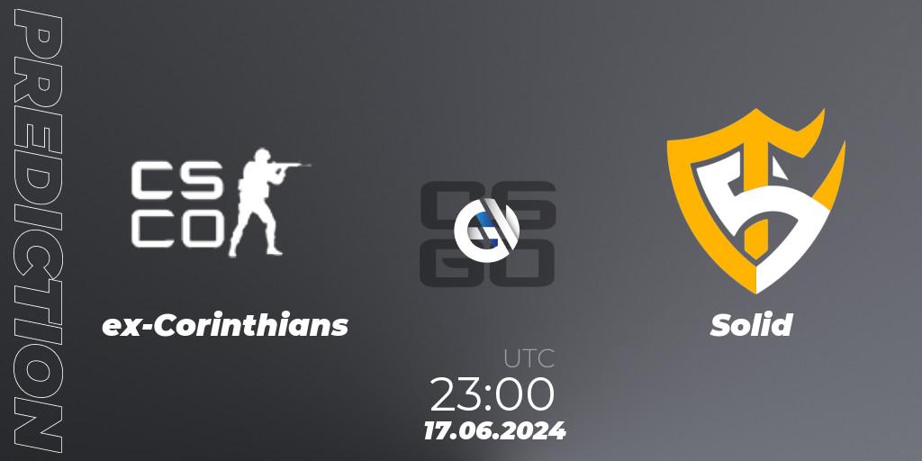 Pronósticos Ex-Corinthians Esports - Solid. 17.06.2024 at 20:00. Dust2 Brasil Liga Season 3 - Counter-Strike (CS2)