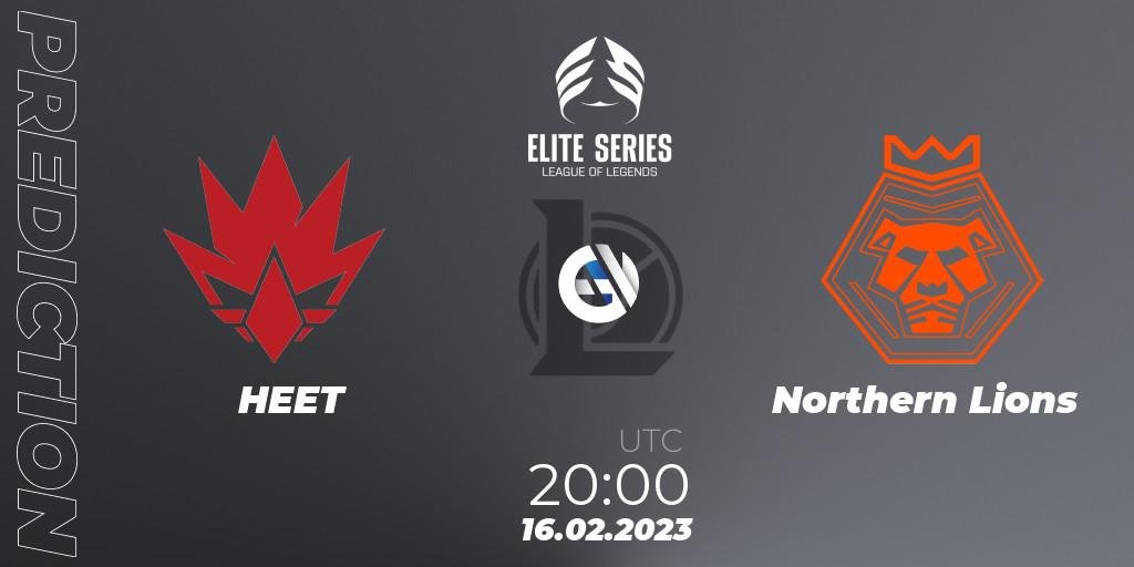 Pronósticos HEET - Northern Lions. 16.02.2023 at 20:00. Elite Series Spring 2023 - Group Stage - LoL