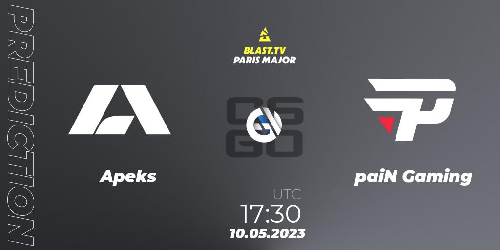 Pronósticos Apeks - paiN Gaming. 10.05.23. BLAST Paris Major 2023 Challengers Stage - CS2 (CS:GO)