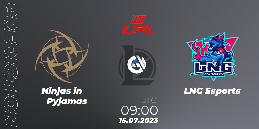 Pronósticos Ninjas in Pyjamas - LNG Esports. 15.07.23. LPL Summer 2023 Regular Season - LoL