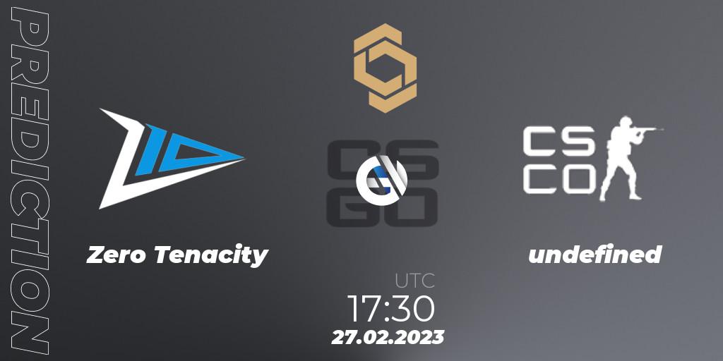 Pronósticos Zero Tenacity - undefined. 27.02.2023 at 19:00. CCT South Europe Series #3 - Counter-Strike (CS2)