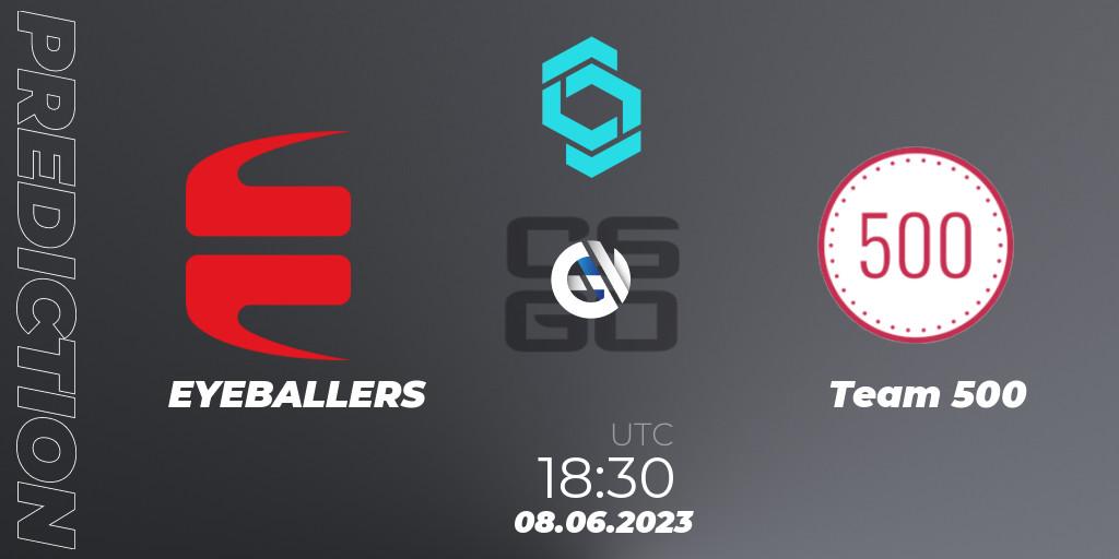 Pronósticos EYEBALLERS - Team 500. 08.06.2023 at 19:20. CCT North Europe Series 5 - Counter-Strike (CS2)
