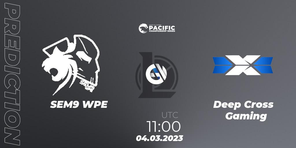 Pronósticos SEM9 WPE - Deep Cross Gaming. 04.03.2023 at 11:20. PCS Spring 2023 - Group Stage - LoL