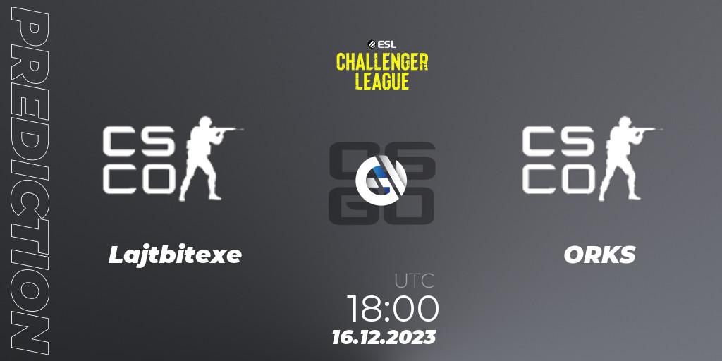 Pronósticos Lajtbitexe - ORKS. 16.12.2023 at 18:00. ESL Challenger League Season 46 Relegation: Europe - Counter-Strike (CS2)