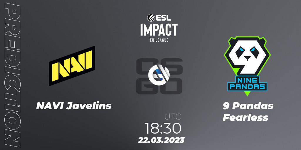 Pronósticos NAVI Javelins - 9 Pandas Fearless. 22.03.23. ESL Impact League Season 3: European Division - CS2 (CS:GO)